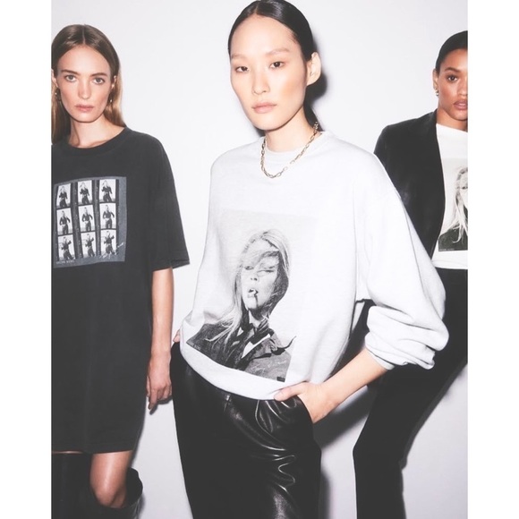 ANINE BING TERRY O’NEILL Brigitte Bardot Crewneck Ramona Pullover Sweatshirt XS - Picture 4 of 16